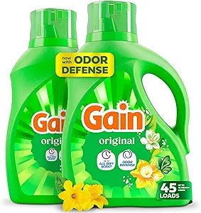 Gain Liquid Laundry Detergent, Original Scent, Freshness + Odor Fighting, High Efficiency Washing Machine Liquid Cleaning Soap, 60 fl oz, Pack of 2 (Packaging May Vary)