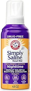 ARM & HAMMER Simply Saline Nighttime Drug-Free Mist for Nasal Congestion at Night, Extra Strength, Calming Eucalyptus, Safe to Use with Rx and OTC, For Adults and Kids Ages 2+, 4.6 oz (129 g)