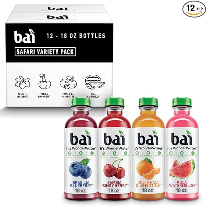 Bai Flavors Variety Pack, Antioxidant Infused Water Beverage, with Vitamin C and No Artificial Sweeteners, 18 fl oz bottles, 12 pack
