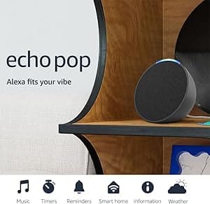 Amazon Echo Pop (newest model), Our smallest Alexa speaker, Fits in any room, Charcoal