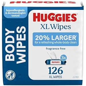 Huggies Extra Large Unscented Wipes, 3 Flip-Top Packs, 126 Count