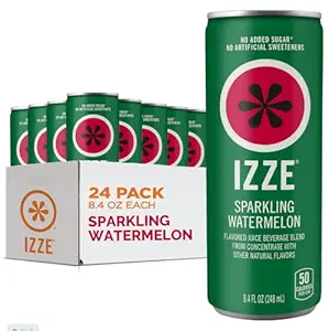 IZZE Sparkling Juice Beverage Blend, Watermelon, No Sugar Added, 8.4 FL OZ, 24 Cans
