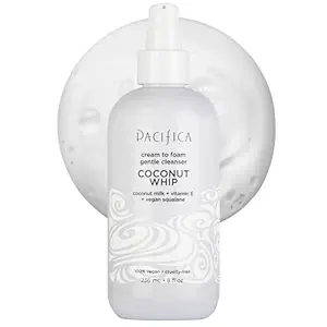 Pacifica Coconut Whip Cream to Foam Face Wash - Gentle Hydrating Facial Cleanser for Dry & Sensitive Skin, Moisturizing Daily Face Wash, Non-Comedogenic Vegan & Cruelty-Free, Dermatologist Tested 8oz