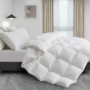 Goose Feather Down Fiber Comforter King Size, White Duvet Insert