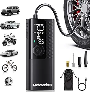 Tire Inflator Portable Air Compressor-150PSI Cordless Air Pump for Car Tires with Digital Pressure Gauge, LED Light, Fast Inflation & Auto Shutoff, Tire Pump for Car Motorcycle Bicycle Ball