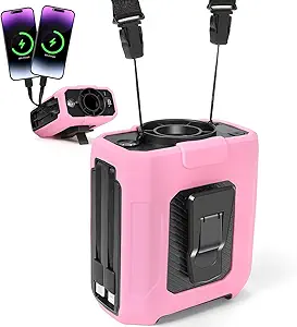 10000mAh Personal Waist Fan, 5-Speeds 16000 RPM Strong Airflow, Portable Belt Fan with up to 40H of Working Time,Flashlight and SOS Alarm Hanging Neck Fan for Outdoor, Camping