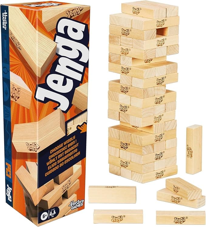 Official Hasbro Games Jenga Game | Digital Die for 6 More Ways to Play | Original Wood Block Game | Stacking Tower | Ages 6+ | 1+ Players | Party Games | Kids
