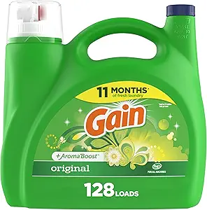 Gain + Aroma Boost Liquid Laundry Detergent, Original Scent, 128 Loads, 184 fl oz, HE Compatible
