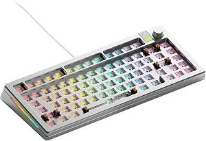 GLORIOUS Gaming - GMMK 3 PRO Barebones Custom Keyboard Kit w/Knob, Custom Modular Aluminum Body & Gasket System, Hotswappable 75% Keyboard, Sound Dampening Foam, Aluminum Switch Plate ANSI (Silver)