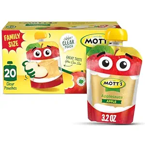 Mott's Applesauce, Made from Real Fruit, No Artificial Flavors, Good Source of Vitamin C, 3.2 oz Clear Pouches, 20 Pack