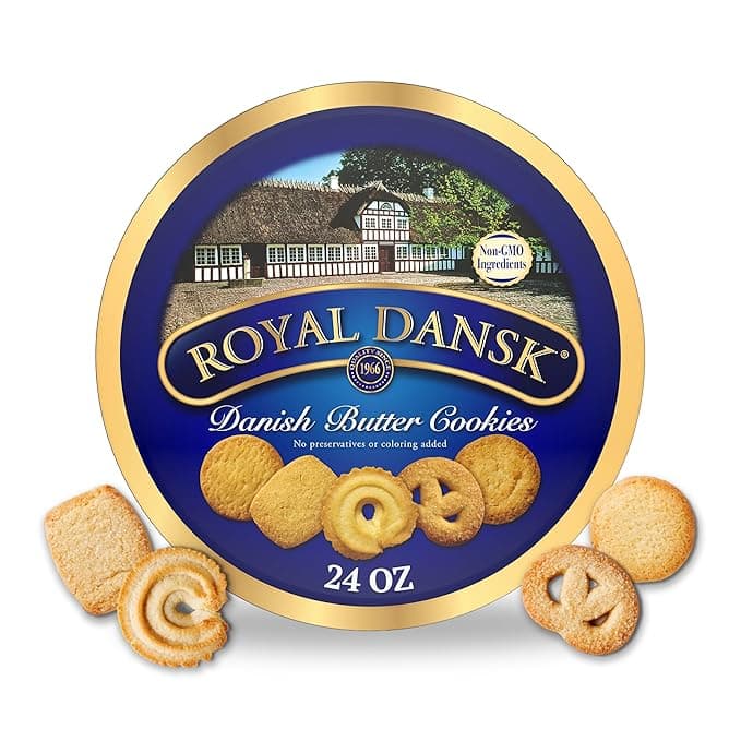 Royal Dansk Danish Butter Cookies, Premium Assorted Cookies in a Gift Tin, Great for Sharing and Gifting, 24 oz