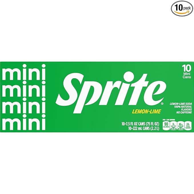 Sprite Lemon Lime Soda Soft Drinks, 7.5 fl oz, 10 Pack