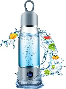Hydrogen Water Bottle with Three Modes Produces 5000 PPB of Hydrogen Water in 8 Minutes,Made of Aluminium and Glass,with Colorful Light,Rechargeable for Travelling,Office,Home (grey)