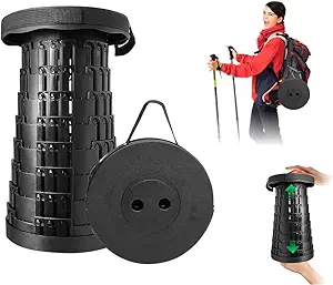 Collapsible Stool Portable Foldable Chair – Rotatable Retractable Telescoping Sturdy Stool Load Capacity 550lbs Outdoor Camping Hiking Fishing Queuing BBQ Garden Party Celebrations Festivals Gathering