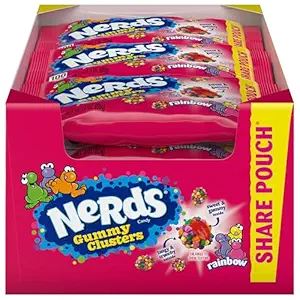 NERDS Gummy Clusters Candy, Rainbow, Crunchy and Gummy, 3 oz (Pack of 12)