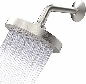 Circlesplash -High Pressure Shower Heads - High Flow Shower Head - 1.8 GPM with Removable Restrictor - California Certified - Universal Replacement - Plumbers Tape Included - (Brushed Nickel Finish)