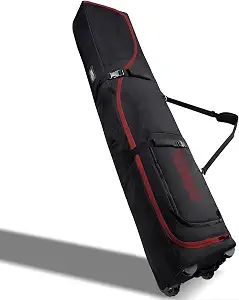 TurnWay Padded Ski Bag with Wheels for Air Travel, Double Rolling Snowboard Bag Heavy Duty Waterproof for Storage & Transportation of Snowboard/Ski Gear