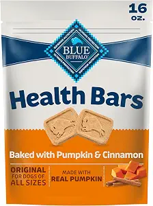 Blue Buffalo Health Bars Pumpkin & Cinnamon Crunchy Dog Biscuits, Oven-Baked with Pumpkin & Natural Ingredients, Healthy Dog Treats with No Artificial Flavors or Preservatives, 16 oz.