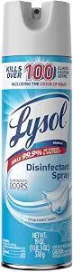 Lysol Disinfectant Spray, Household Essential Cleaning Supplies, Multi-Purpose Room Spray, Antibacterial Sanitizer Spray, Upholstery Deodorizer, Home and Bathroom, Crisp Linen,19 Fl Oz