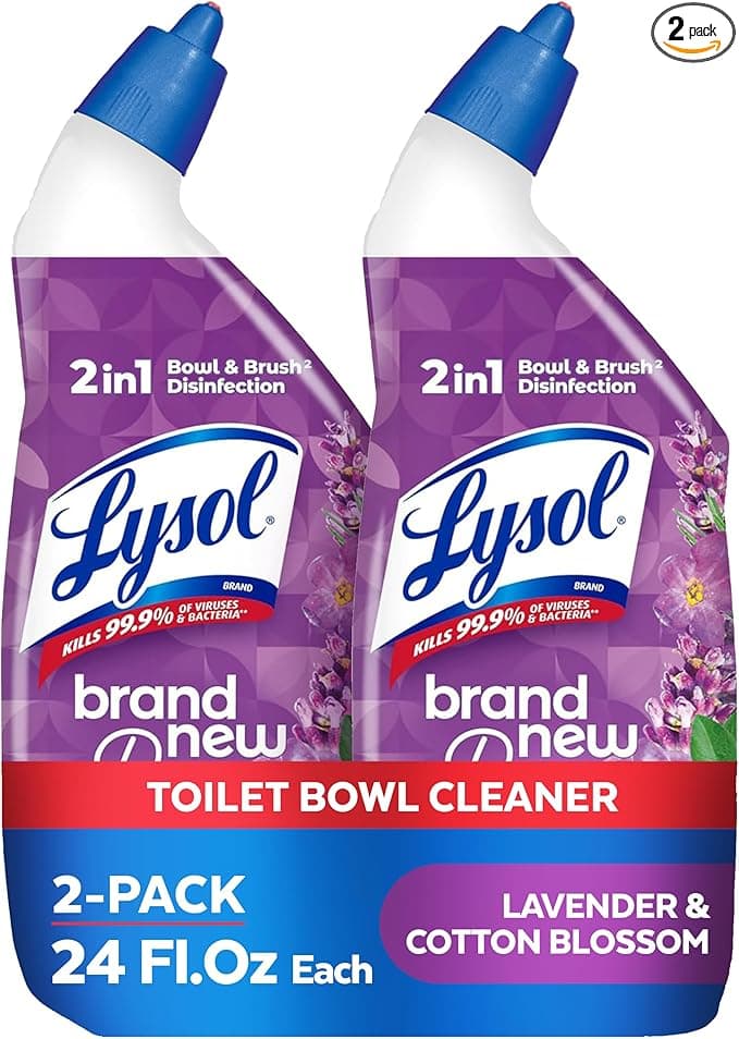 Lysol Toilet Bowl Cleaner Gel, For Cleaning and Disinfecting, Septic Safe Toilet Bowl Cleaner, Lavender &amp; Cotton Blossom Scent, 24 oz, (Pack of 2)