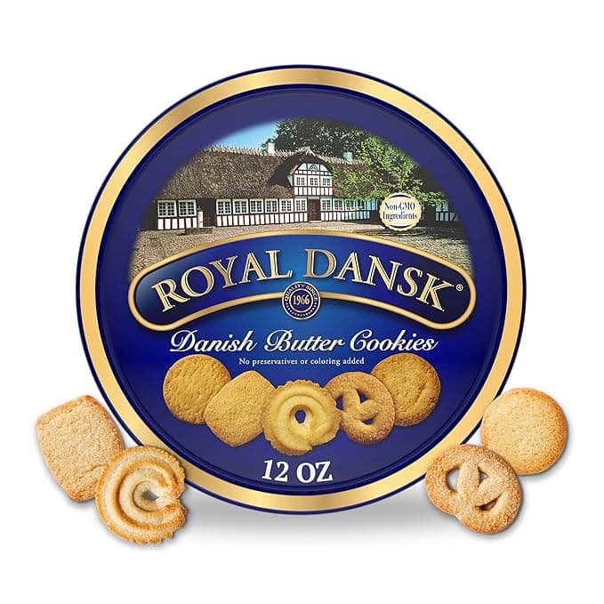 Royal Dansk Danish Butter Cookies, Premium Assorted Cookies in Gift Tin, Great for Sharing and Gifting, 12 oz