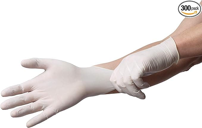Perfectware All purpose latex gloves. Clear pack of 300 count. Large in size.