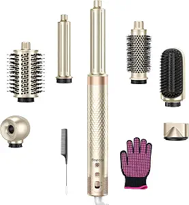 Bopcal 7-in-1 Air Styler & Hair Dryer Brush, 170,000 RPM High-Speed Multi Styler with Auto Wrap Curlers, Ionic Blow Dryer Brush, Volumizing & Smoothing Brushes for Fast Drying, Curls & Salon Blowouts