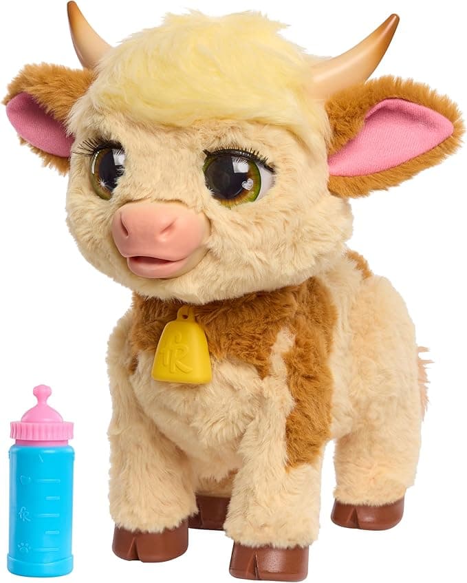 FurReal Maggie The Feed &amp; Follow Cow, 11 Inch Interactive Highland Mini Cow, for Boys and Girls, Ages 4 and up