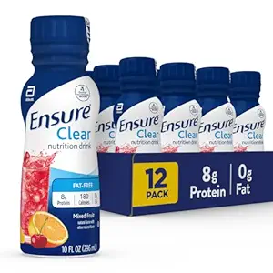 Ensure Clear Mixed Fruit Nutritional Drink | 8g Protein, 15 Vitamins & Minerals | Fat-Free | Ready to-Drink | Refreshing Taste | 10 fl oz, 12 Pack