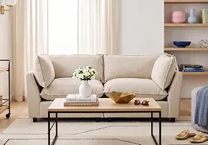 Iroomy Modular Sectional Sofa, Oversized Chenille Cloud Couch, Deep Comfy Seat, 2-Seater Sofas Couches for Living Room, Beige, Round Feet
