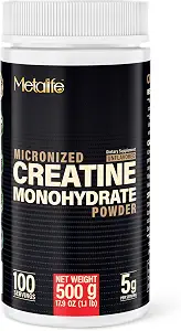 100% Pure Creatine Monohydrate Powder 100 Servings, Canada-Made, Micronized Powder, Muscle Growth, Unflavored, Ideal for Athletes & Fitness Enthusiasts, Third Party lab Tested, Vegan, 500 g