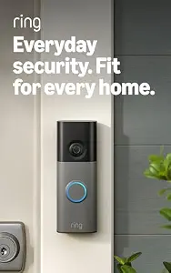 Ring Battery Doorbell (newest model) — Retinal 2K with wide-angle video, up to 6x Enhanced Zoom, Two-Way Talk, and Built-In Battery, Speckled Gray
