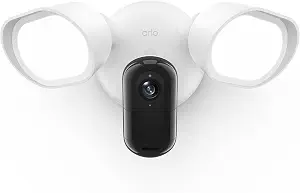 Arlo Wired Floodlight Camera | Home Security Camera with 2K Video and HDR | 2000 Lumens | Integrated Siren, Weather-Resistant, Color Night Vision, 160º Field of View, 2-Way Audio, White (2025)