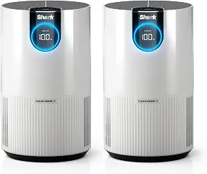 Shark Clean Sense Air Purifier 2 pack, Clean Sense, HP102PK2, White | HEPA-Exceeding Filter, 500 Sq Ft, for Bedroom, Nursery, Office, Dorm, Captures Pollutants, Pet Dander, Dust, Odor, and More