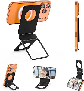 ULANZI Magnetic Phone Stand for MagSafe, Ultra-Thin 63g Phone Stand with N52 Magnet, Foldable Portable Tripod Free Angles for iPhone 17/16/15/14/13, Travel Essentials Accessories, Black