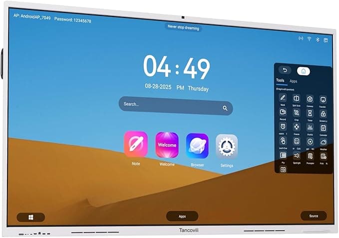 55 Inch Smart Board for Office and Classroom Android 14 8G+128G Electronic Digital Whiteboard &amp; Open App Ecosystem 4k Touchscreen Smartboard for Home Business Studio Display