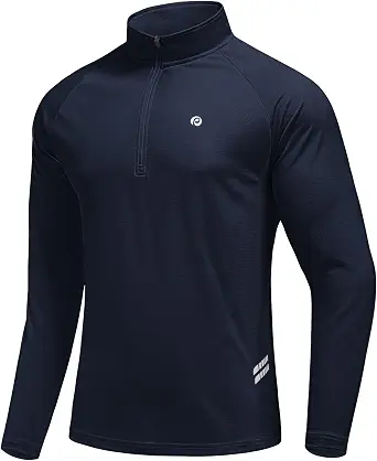 PINSPARK Men's Lightweight Quarter Zip Golf Pullover Sweatshirts | Lightweight athletic pullover, moisture wicking performance long sleeve with UV protection for tennis, golf, gym & running