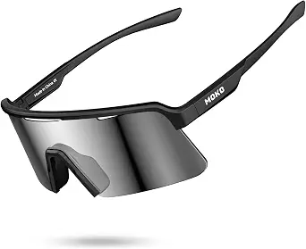 MoKo Polarized Running Sunglasses for Men Women, Ultra Lightweight TR90 Cycling Glasses with Anti-fog & Adjustable Nose Pads