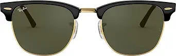 Ray-Ban RB3016 Clubmaster Classic Square Sunglasses for Men for Women | In Tortoise On Gold, Grey On Black & Green On Gold. Polarized options available. Premium acetate frame.