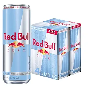 Red Bull Zero Energy Drink with 114mg Caffeine plus Taurine & B Vitamins, Zero Sugar, 12 Fl Oz, Pack of 4 Cans