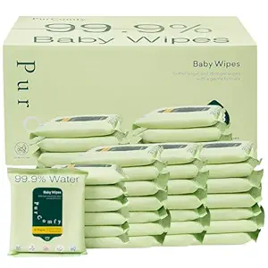 PurComfy Travel Baby Wipes, 42 Travel Pack | Plant Based, Hypoallergenic, Sensitive Newborn Skin, Total 336 Count Wipes