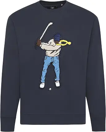 Eastside Golf Men's Premium Swingman Embroidered Crewneck Sweatshirt With Soft Cotton‑blend Fleece and Classic‑fit Warm Everyday Comfort