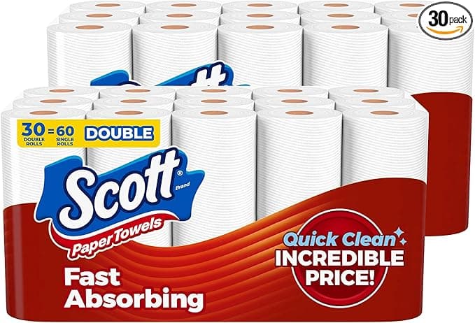 Scott Paper Towels, Choose-A-Sheet, 30 Double Rolls = 60 Regular Rolls (108 Sheets Per Roll)
