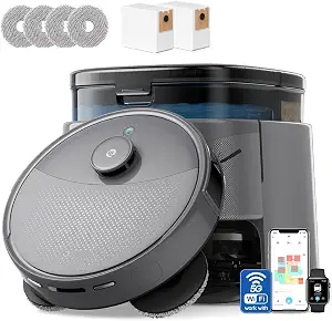 Lefant Robot Vacuum and Mop, 20000Pa Suction, 90-Day Self-Emptying, Obstacle Avoidance, Auto Mop Washing&Drying, Good for Pet Hair Carpet, 5G WiFi Alexa/APP/iWatch Control, M3 Max