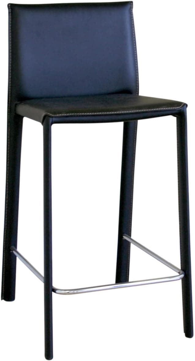 Baxton Studio Elana Leather Counter Stools, Black, Set of 2