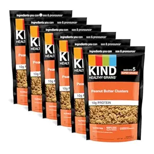 KIND Healthy Grains Granola, Peanut Butter Clusters, Healthy Snacks, Gluten Free, 100% Whole Grains, 10g Protein, 11oz, 6 Count