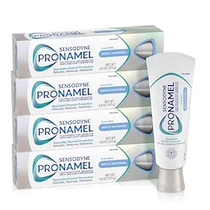 Sensodyne Pronamel Gentle Teeth Whitening Enamel Toothpaste for Sensitive Teeth, to Reharden and Strengthen Enamel, Amazon Exclusive, Fresh Mint - 4 Ounces (Pack of 4)
