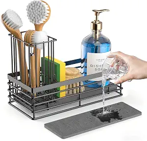 Yofidra Sponge Holder for Kitchen Sink, Sink Caddy with Stone Drying Mat