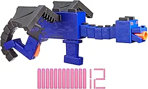 NERF Minecraft Ender Dragon Blaster, 4-Dart Internal Clip, 12 NERF Elite Foam Darts, Design Inspired by Mob in The Game
