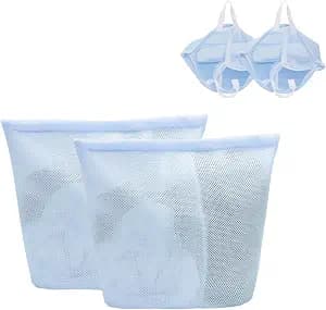2 Pcs Special Zoning laundry bag for delicates with handles mesh laundry bags washing machine laundry totes travel storage and sorting bag(Blue2)